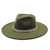  HHF Caps y Sombreos Amplio ala de Las señoras Vestido de Jazz Sombrero británico Estilo de Lana Fedoras Gorra Cadena de Metal Estilo clásico Sombrero Hombres Mujeres Panama Sentado Sombrero