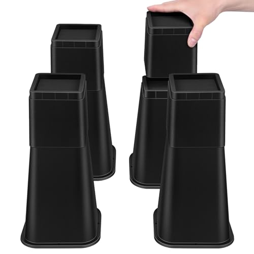 高さ30.5cｍ 継ぎ脚 こたつ・テーブル・ベッドの高さ調整が簡単にできる 継ぎ足 テーブル脚台 家具 冷蔵庫 洗濯機 ロボット掃除機 暖房器具 収納力アップ (耐荷重1000kg) 4個セットブラック 3段階の高さ調整