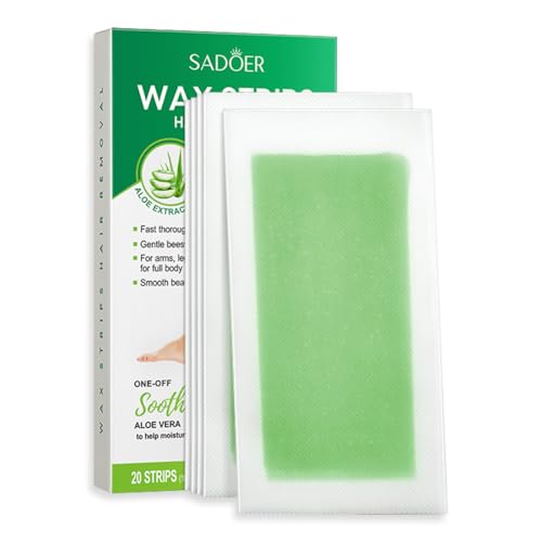 OUDQFCJ Tiras de cera para depilación (20 unidades), bandas depilatorias para mujeres y hombres, para cara, cuerpo, brazos, piernas, pecho, espalda, bikini