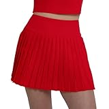 YITTY Active Women's Pleated Tennis Skirt with Built-in Short, Athleisure, 4-Way-Stretch, Heated Red, M