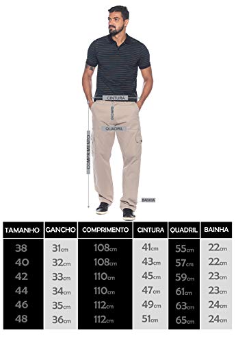 Calça Cargo Macaw Sarja 7657 Azul Marinho Cor:Azul;Tamanho:42