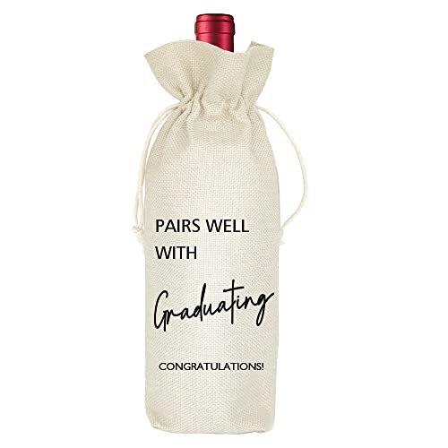 Socive Graduation Gift, Graduation Wine Gift Bags, Funny Gift for Her, Gift for Him, Party Supplies, Party Favors, Decoration - PAIRS WELL WITH GRADUATING CONGRATULATIONS