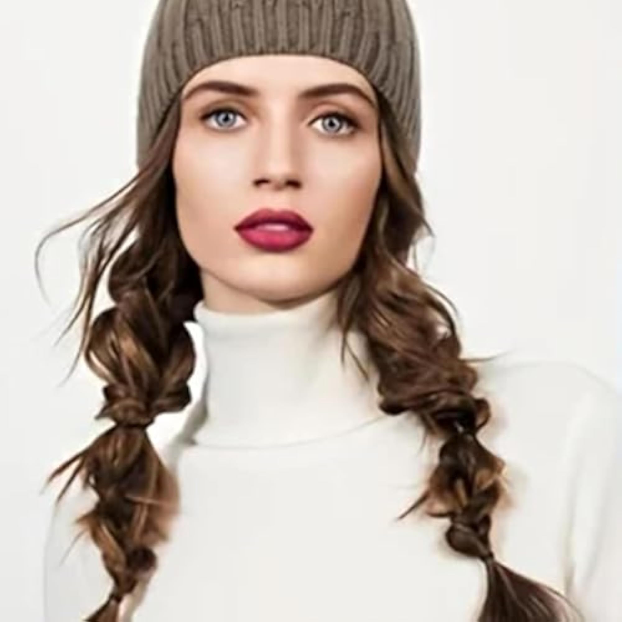 2pcs Brown Bubble Ponytail Wig Synthetic Braided Extensions