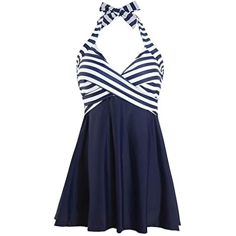 GSHappyGo Women's Plus Size One Piece Swimdress Skirted Swimsuit Bathing Suits Navy XXL Cover