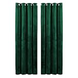 Hafaa Emerald Green Blackout Curtains for Bedroom and Living Room – 66” wide x 54” drop Crushed Velvet Thermal Insulated Curtains – Eyelet Room Darkening Curtains with 2 Tie Backs (168cm x 137cm)