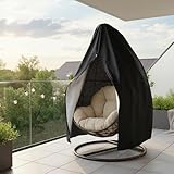 Egg Chair Cover, 210D Egg Chair Covers Waterproof, Patio Hanging Egg Chair Cover Waterproof with Zipper, UV-Anti Garden Swing, Includes Storage Bag,190×115cm, Black - Image 6