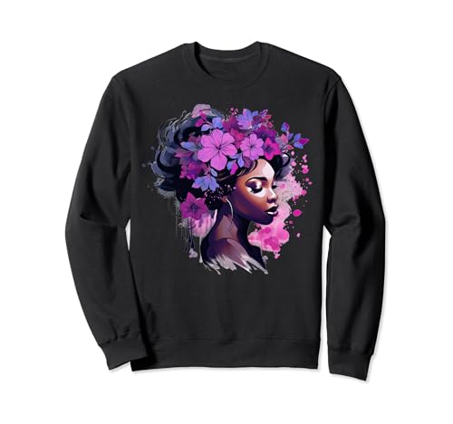 Couronne de fleurs afro femme afro-américaine reine mélanine Sweatshirt