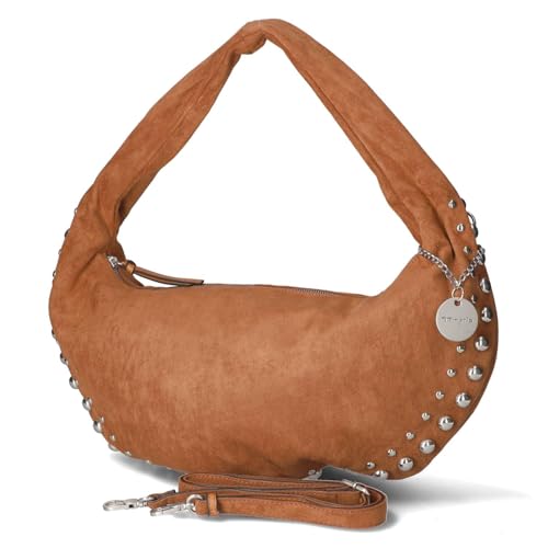 Tamaris sac à épaule bandoulière TAS Genna Beutel Cognac, grand sac à main seau marron pour femme