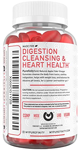 Purefinity Apple Cider Vinegar Gummies - Raw, Natural, Unfiltered Acv From The Mother - Gummy Alternative To Apple Cider Vinegar Capsules, Pills, Tablets - Detox, Cleanse & Immunity. #TOP7