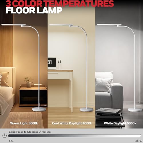 Image of Honeywell LED Floor Lamp Dimmable Gooseneck Reading Living Room Bedroom 77 inch