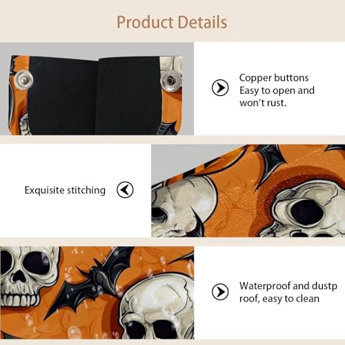 Boîte de rangement Halloween chic à motifs de crânes et citrouilles pour commode