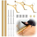 Zonon 8 ft Bar Foot Rail Kit Gold Undercounter Mount Hardware and Tubing Complete Kit Foot Railing for Bar Dome End Cap Stainless Steel Brass Finish for Kitchen Island Indoor Outdoor