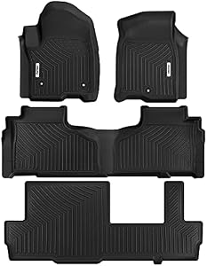 OEDRO Floor Mats 3 Row Liner Set fit for 2021-2023 Chevrolet Suburban/GMC Yukon XL with 2nd Row Bench Seats, All Weather Protection Custom Fit Floor Liners