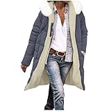 Gilet court à col montant - Gilet court chaud pour femme - Veste décontractée sans manches de couleur contrastée double face avec fermeture éclair - Capuche en fausse fourrure - Parka pour femme - Grande taille - Courbe - Longueur moyenne - Manteau d'hiver matelassé à capuche - Veste en jean hydrofuge pour femme - Veste boutonnée pour femme - Manteau et vestes pour femme - Manteau chaud en fausse fourrure - Cardigan d'hiver solide à manches longues pour l'hiver par temps froid - Taille britannique - Capuche rembourrée en fausse fourrure