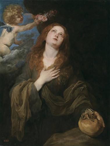 Cuadro sobre lienzo de Santa Rosalía de Van Dyck, decoración elegante de 60x90cm para dormitorio