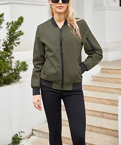 JMKEY Jaqueta feminina Jaqueta bomber feminina primavera jaquetas casuais jaqueta leve com zíper jaq