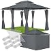 Produktbild tectake® Luxus Pavillon 3x4, Gartenpavillon mit 6 Seitenteilen, wasserabweisend und UV-beständig, abgesetztes Dach, Pavillon inkl. Spannseile und Heringe, Partyzelt für Garten und Terrasse (Anthrazit)