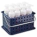 mDesign Stackable Plastic Storage Basket Bin with Handle for Organizing Hand Soaps, Body Wash, Shampoos, Lotion, Conditioners, Hand Towels, Hair Accessories, Body Spray, Mouthwash - Small - Navy Blue