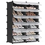SONGMICS Schuhregal aus Kunststoff, Regalsystem, Steckregal, Aufbewahrungsregal, Kleiderschrank, Schuhaufbewahrung, Metalldraht, 83 x 31 x 105 cm, schwarz LPC26HV1