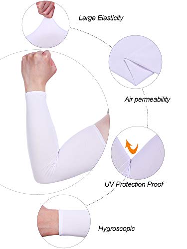 9 Pairs Unisex UV Protection Sleeves Arm Cooling Ice Silk Arm Cover Sleeves (White)3