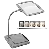 Grande loupe 10x avec lumière et Support, 50 Perles LED, luminosité réglable, col de Cygne, Lampe de Bureau, Grande loupe pour la Lecture, la Couture, Les travaux manuels