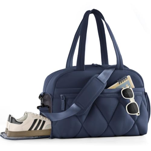 Women's Duffle Gym Bag, Carry-On Shoe Compartment for Weekender Overnight