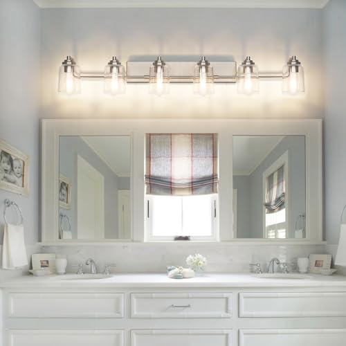 SOLFART 6 Light Bathroom Lights for Bathroom Brushed Nickel Vanity Light Bathroom Vanity Lighting Bath Light Fixtures Over Mirror - Thumbnail 7