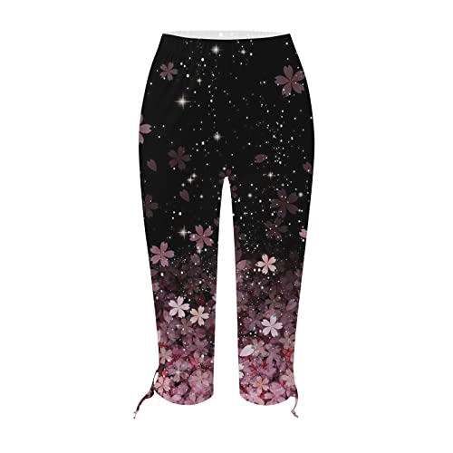 Womens Vintage Leggings Mother Gift Floral Print Capri Slim Legging Yoga Pants Summer Sports Elastic Cropped Pants #TOP4