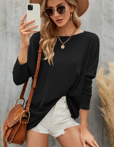 Odosalii Womens Oversized Batwing Baggy lange mouw Pullover Jumper Casual Tops Blouse T-Shirt - Image 5