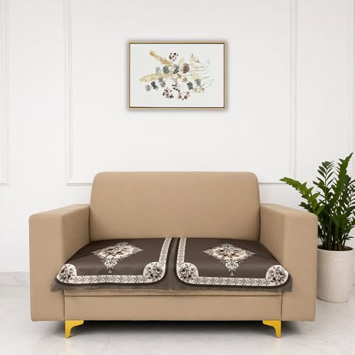 Image of Homerz Premium Waterproof Jasmine Joe Sofa Seat Cover - Floral Printed Sofa Protector | Non-Slip, Washable & Durable Sofa Protector (Coffee, 2 Seater)