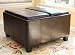 Home Life Leather Espresso Tray Top Storage Ottoman