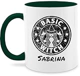 Tasse Tassen 325ml - Halloween - Coffee Witch Basic - Sterntaler Kaffee Hexe mit Wunschname - 325 ml - Dunkelgrün - hexen personalisierte witches haferl witcher name häferl mug cup teetasse