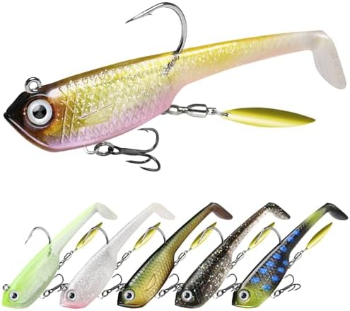 TRUSCEND Einfacher Fang Gummifische mit BKK-Haken, Besondere Vibrierende Schwimm- & zitternde Jigging-Aktion für mehr Bisse, tolle weiche Köder für Barsch, Forelle, Hecht, Zander,