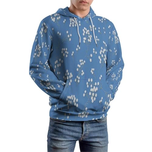 Sweat à Capuche 3D Fleurs Blanches pour Sorties Citadines et Loisirs