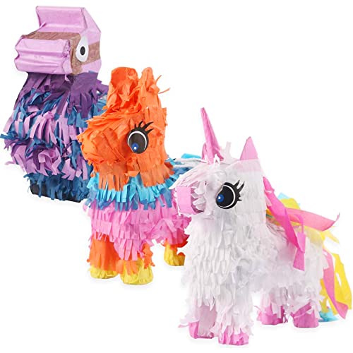 3 Pack Mexican Mini Pinatas-Cinco De Mayo Unicorn Pinatas Donkey Pinatas Camel Pinatas With Hanging Loop For Mexican Themed Party Fiestas Cute Prop Table Decorations (6.6 X 2.7 X 7.8Inch) #TOP19