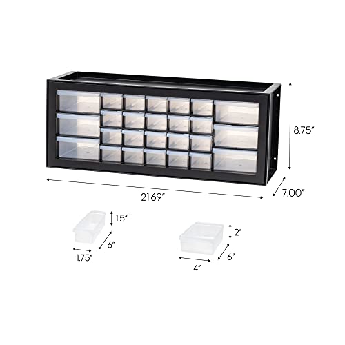 Iris Usa 26 Drawer Stackable Storage Cabinet For Hardware Crafts And Toys, 21.69-Inch W X 7-Inch D X 8.75-Inch H, Black - Small Brick Organizer Utility Chest, Scrapbook Art Hobby Multiple Compartment #TOP2