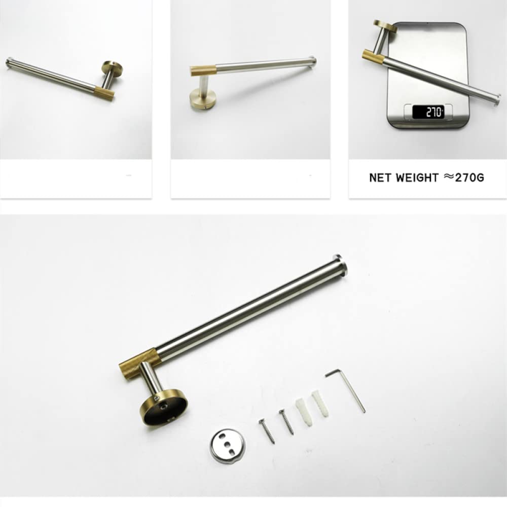 Gancho para barra de toalla de acero inoxidable cepillado y dorado, soporte parallado y dorado, soporte para papel higiénico, portaescobillas, toalleros, accesorios de baño, aro para toallas