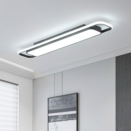 ORANOOR Modern LED Ceiling Lighting, 70W 6000K Black Linear Flush