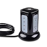 Cable Matters 6 Outlet Surge Protector Tower with 4 USB Charging Ports (4.2A in Total) and 10 Feet Extra Long Power Cord in Black