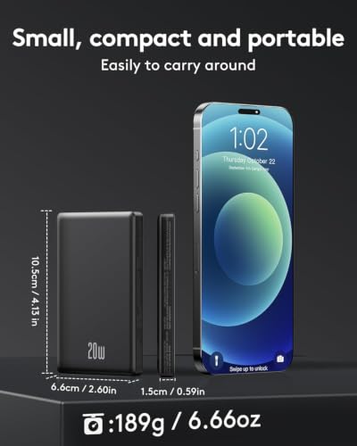 Image of 2026 for Magsafe Portable Charger iPhone, Ultra Slim Magnetic Power Bank Fast Charging, Wireless Battery Pack 10000mAh, 20W Powerbank Compatible with i-Phone Air 17 /16 /15 /14 /13 /12 Series,Jet Black