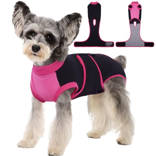 Image of Kuoser Recovery Suit for Dogs After Surgery, Soft Dog Surgery Suit Female Male, Breathable Pet Surgical Recovery Shirt, Anti Licking Dog Onesie for Abdominal Wounds Cone Alternatives, Black XS