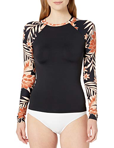 Billabong Women's Long Sleeve Rashguard, Black Pebble, XL