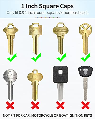 Uniclife 1 Inch Key Cap Tags In 6 Assorted Colors Key Identifier Covers With Blank Paper Labels For Standard Flat House Keys (Not Suitable For Odd-Shaped Keys), 24 Pack #TOP2
