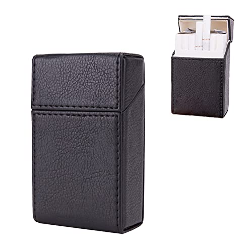 Maigendoo Cigarette Case - Portable Leather Storage Box With Flip Top Closure, PU Holder for 20 Cigarettes, Black