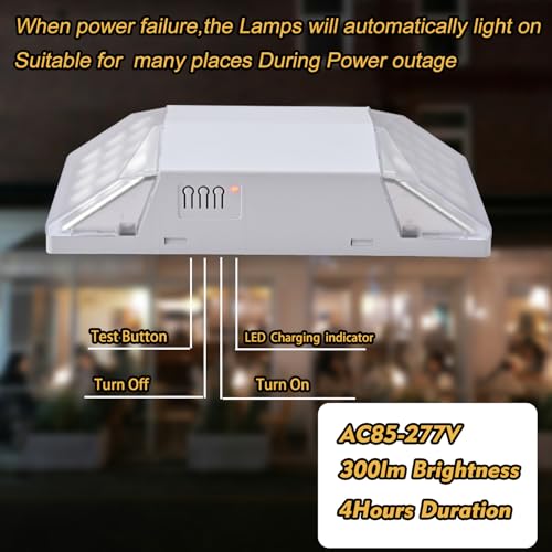 Apmeetlux Plug Emergency Lights for Business Home Power Failure Outage 4Hours 300lm LED Exit Lighting Fixtures with Battery Backup AC85-277V