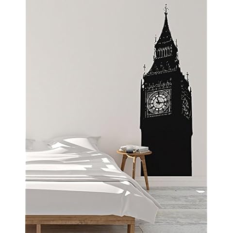Big Ben Wall Decal Sticker. UK England London. (Black) 72" x 22" (6 ft. Tall). Easy to Apply & Removable. #260A Cover