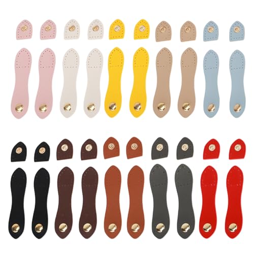 22 Sets Pu Leather Snap Buckles, 10 Colors Leather Snap Button Closure, Sew On Purse Closure Fasteners for Wallet Bag Notebook Making DIY Craft