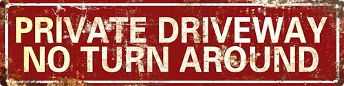 longzizhuer Private Driveway No Turn Around Metal Sign 4x16in Rustic Warning Plaque for Gate Yard Wall Decor