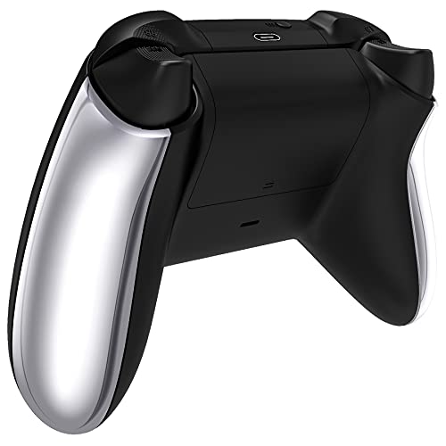 Image of eXtremeRate Replacement Side Rails Grip for Xbox Core Wireless Controller, Chrome Silver Custom Accessories Back Panesl Handles Cover Shell for Xbox Series X & S Controller
