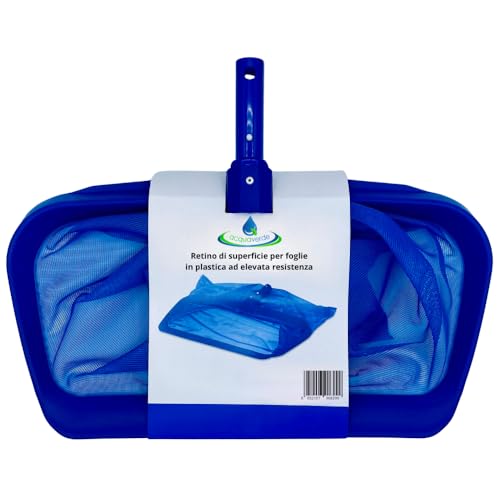 acquaverde | Retino a Sacco per Piscina, Ideale per la Raccolta di Foglie, Insetti e Detriti dall'acqua di Piscine, in Plastica ad Elevata Resistenza, Design Idrodinamico, Blu - cm. 49x4x38.5